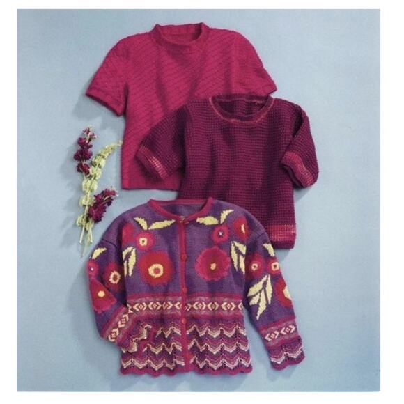 New Classic Elite Yarns 870 Color Explosion Cardigan Sweater Knitting Pattern - Picture 1 of 4